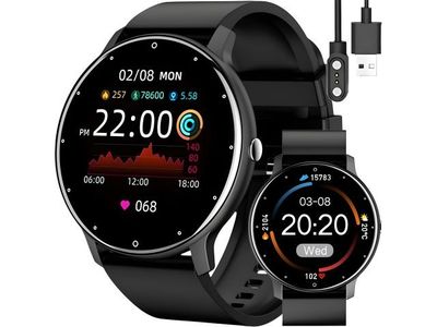 a pair of smart watches sitting next to each other on a white background