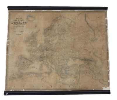 an old map of europe with a black frame on a white background