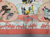a picture of a scarf with a picture of people riding horses