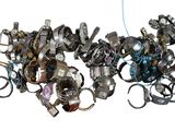 many different types of bracelets on a white background