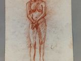 une image représentant le dessin d'une femme debout, les mains dans les poches