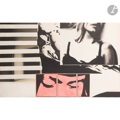a painting of a woman in a bra top on a wall