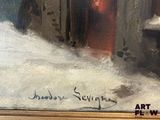 an image of a painting of a man walking down a snowy street