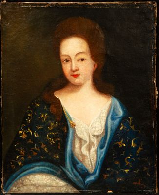 portrait of a lady in a blue dress
