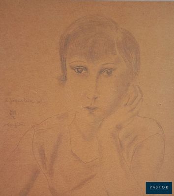 dessin représentant une femme qui a la main sur le visage