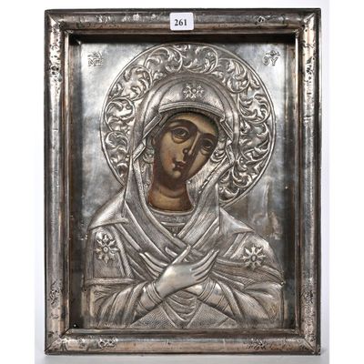 une icône en argent de la mère de Jésus