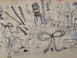 drawing of a drawing of various objects on a piece of paper