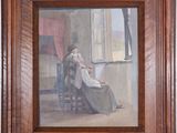 une image représentant un tableau où l'on voit une femme assise sur une chaise devant une fenêtre