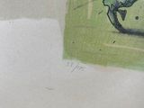 a drawing of a man riding a bike on the street