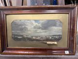 an old picture of a painting of a landscape with a river in the foreground