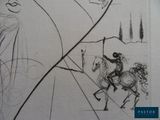 a drawing of a man riding a horse on the street