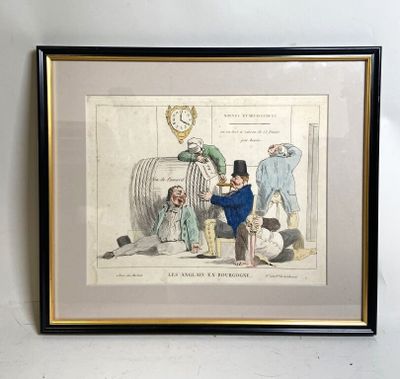 an image of a picture of a man in a top hat and a woman in a blue dress
