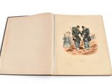 an open book with a picture of soldiers on it