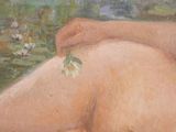 a painting of a nude woman with a flower in her hand