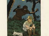 an illustration of a man sitting in the grass next to a dog