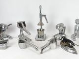 many different types of kitchen utensils on a white background