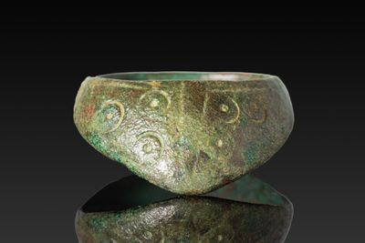 Anneau D'Archer EN Bronze DU DÉBut DE L'ÈRE Byzantine Avec D…