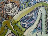 an image of a painting of a woman in a green dress
