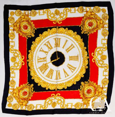 Écharpe « versa versa versa » avec bordure dorée, noire et rouge
