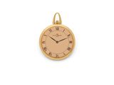 an image of a gold plated pocket watch with roman numerals