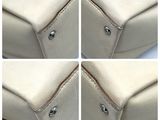 four pictures of a close up of a white chair with buttons on it