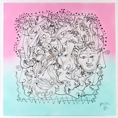 an image of a drawing of a group of people in a circle