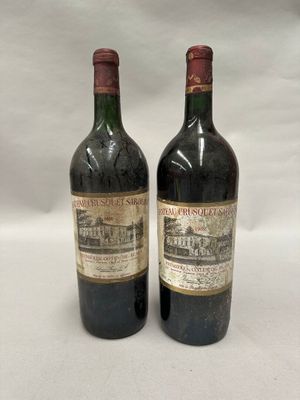 deux bouteilles de vin posées l'une à côté de l'autre sur une surface blanche
