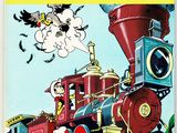 french poster of a train with cartoon characters on the front