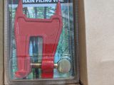 a picture of a box with a picture of a red fire hydrant inside of it