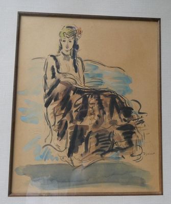 tableau représentant une femme assise sur une chaise dans une pièce