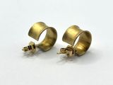 a pair of gold plated brass earrings with a small hole in the middle