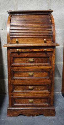Bureau cylindre en palissandre des Indes teinté avec poignée…