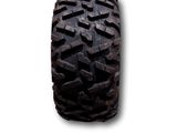 a close up of a tire on a white background
