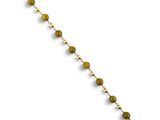 Bracelet en or jaune 14 carats orné de perles de verre vertes