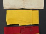 a pair of yellow, red and black belts with a coin