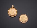 two gold lockes, one with an image of a lion and the other with a crown