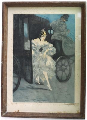 ICART Louis (1888-1950) "Femme sortant d'une calèche"