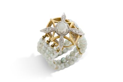 Bague “Perles” Perles de culture, diamants ronds taille bril…