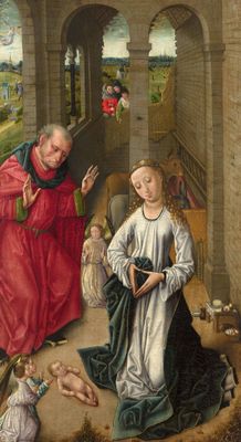 an image of a painting of a man and a woman in a courtyard