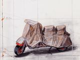 a drawing of a scooter with a cover on it