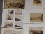 several old photographs of people on a boat in a body of water