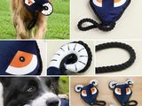 plusieurs photos d'un collage représentant divers accessoires pour chiens, notamment une muselière, une gueule de chien et une gueule de chien