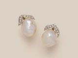 an image of a pair of pearl and diamond earrings