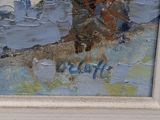 a picture of a painting of a man riding a horse on the beach