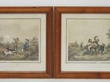 deux photos encadrées représentant deux hommes à cheval et un chien
