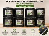 Lot de 8 grilles de protection pour gouttière, 6 mètres x 15 cm