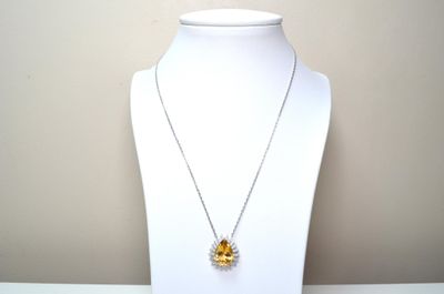 Une chaine et son pendentif, le tout en argent, serti d'une …