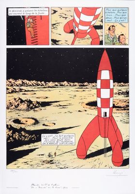 an image of a comic strip with a rocket ship in the middle of it