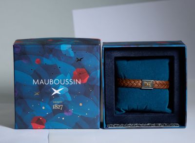 a box with a watch inside of it on a table