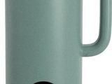 a green electric tea kettle with a digital clock on it